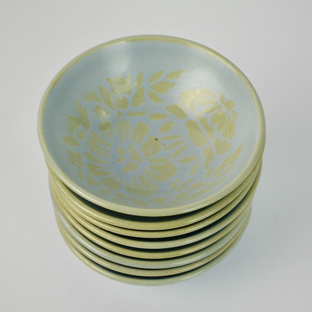 Red Wing Brocade Blue Small Bowls Lot of 8 5"